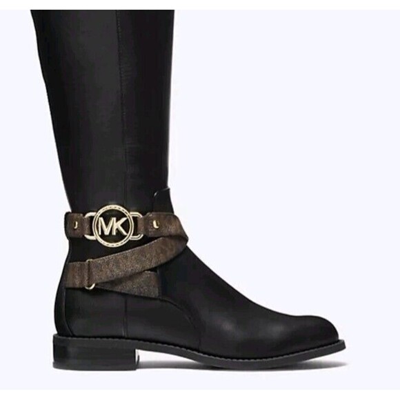 Michael Kors Rory Leather Riding Boot Women’s Size 6 New In Box Black Tan - Picture 9 of 10